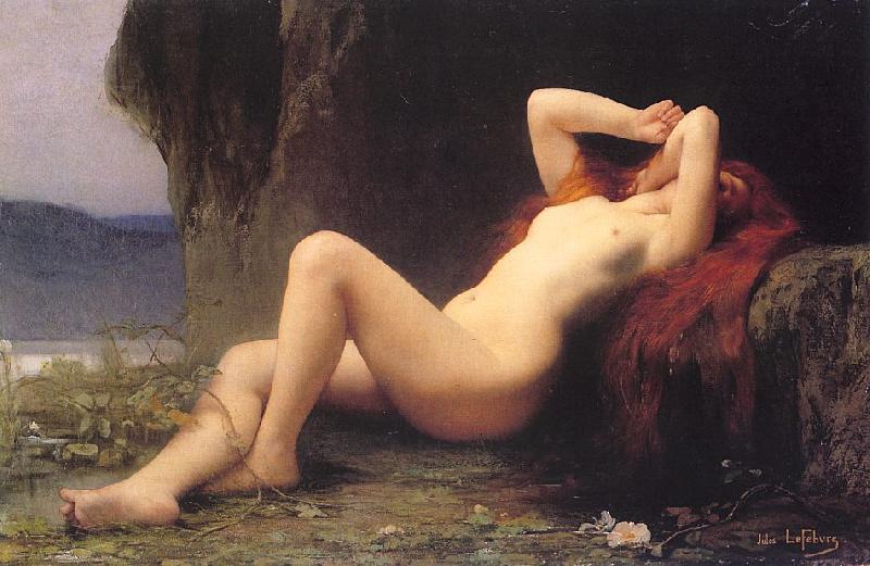 Lefebvre, Jules Joseph Mary Magdalen in the Grotto oil painting picture